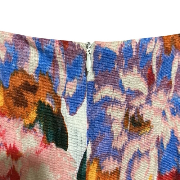 London Times NWT Floral Sleeveless Dress Square Neck A-line Linen Blend Size 12 - Picture 9 of 13